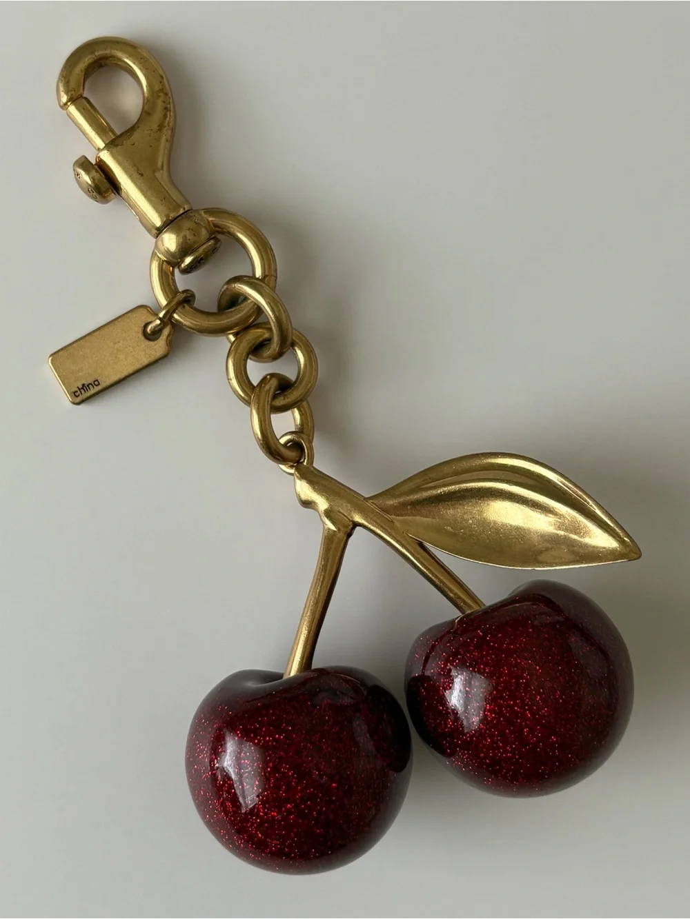 Coach Cherries Brass Gold Handbag Bag Charm